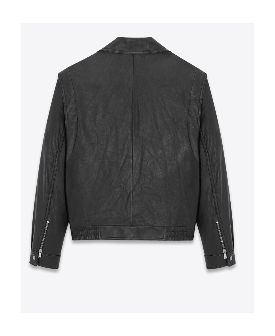 Saint Laurent Crinkled-effect Leather Jacket In Black