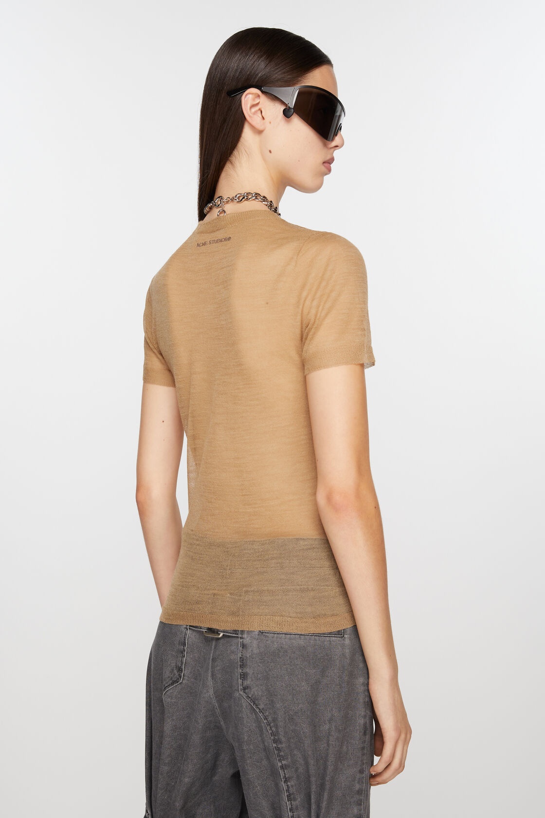 Shop Acne Studios Semi-sheer Cheesecloth T-shirt In Nude