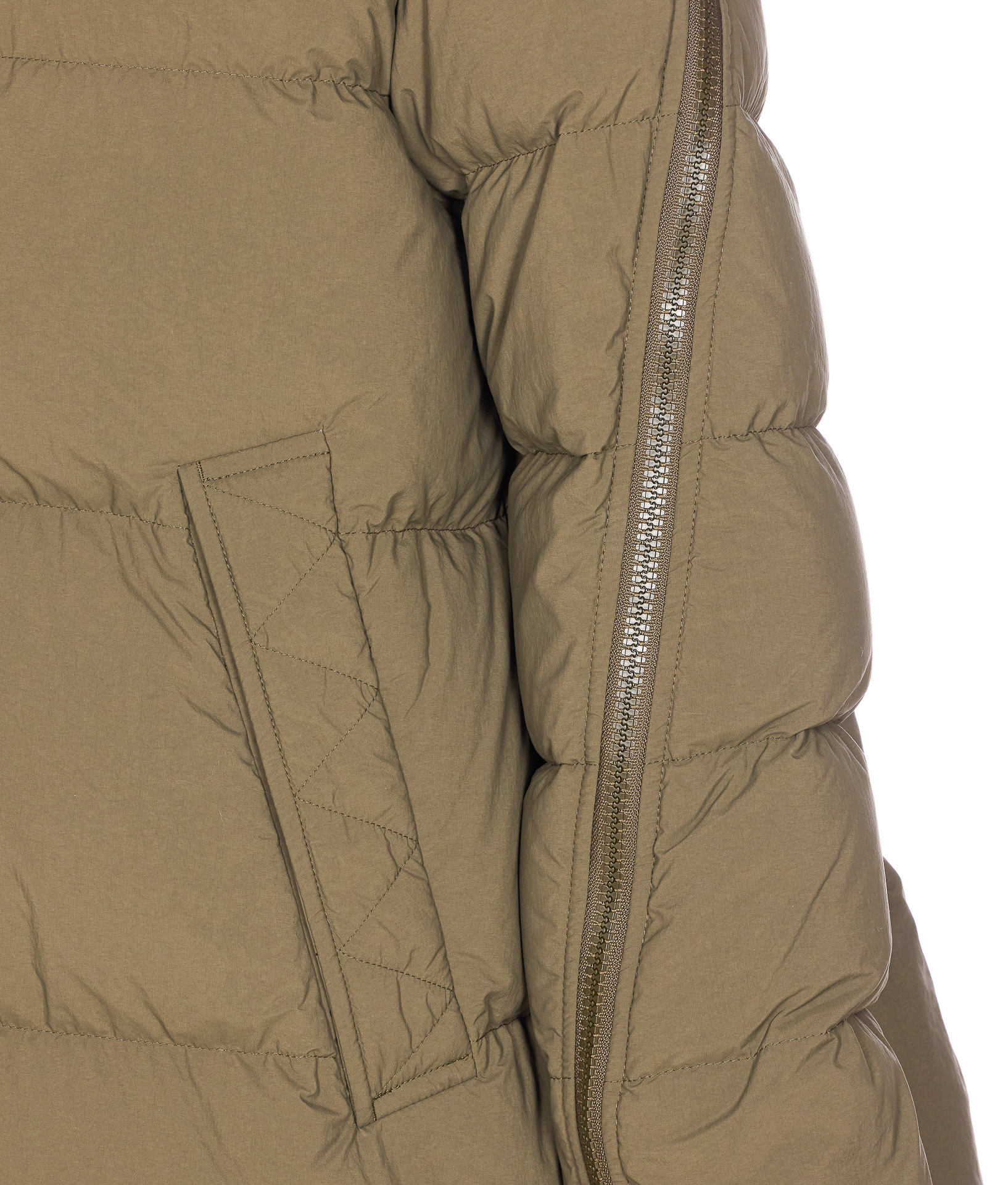 Herno Long Padded Down Jacket With Removable Hood In Green