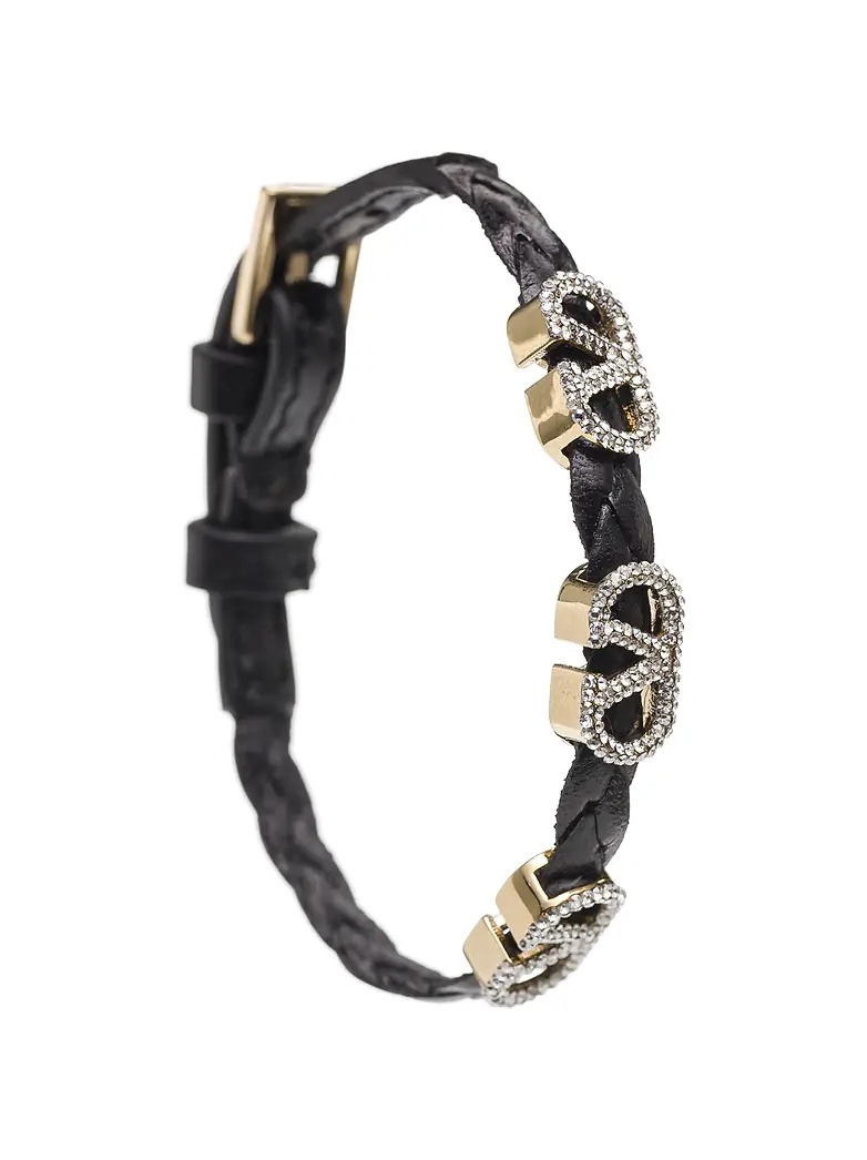 Valentino V Logo Bracelet In Black
