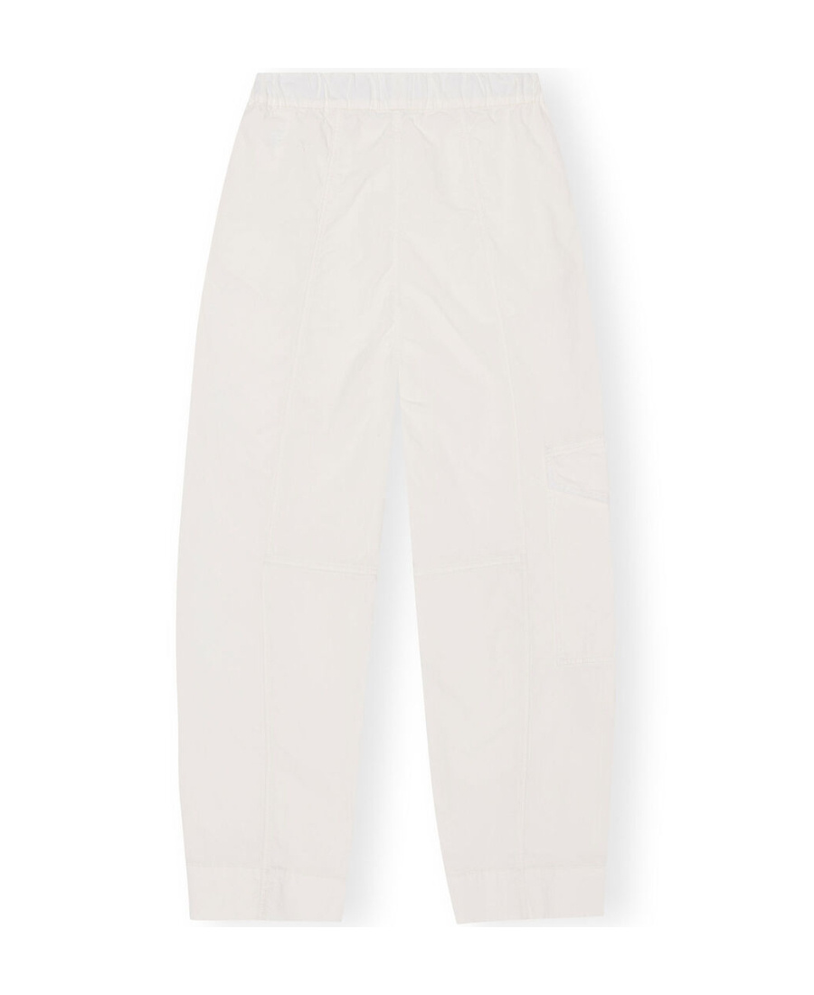 Ganni Elasticated-waist Tapered Trousers In White