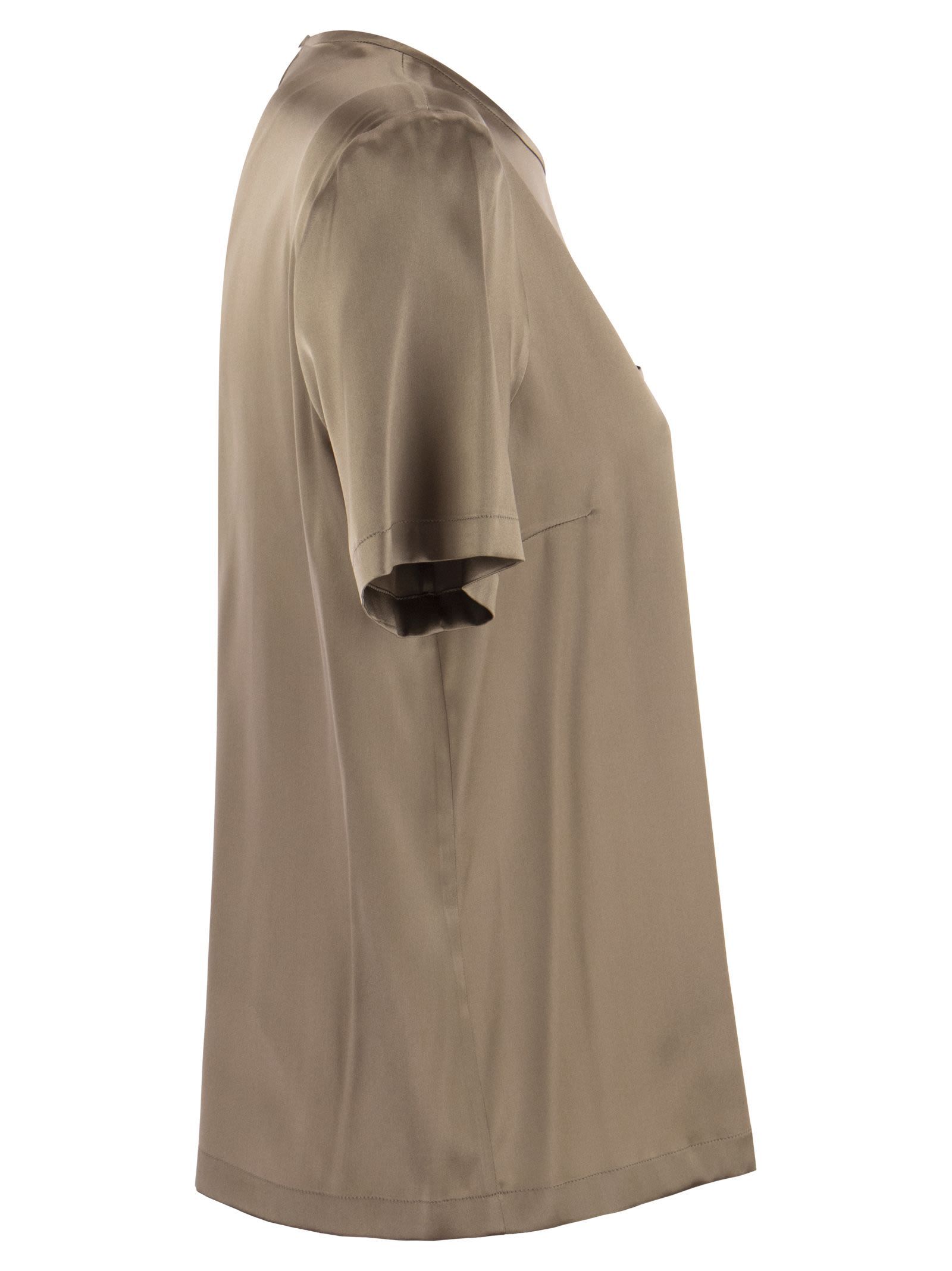 Peserico Silk Chiffon T-shirt In Gray