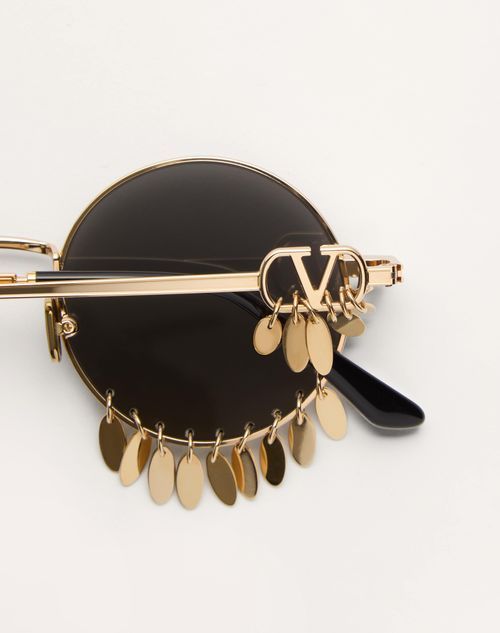Shop Valentino Round Sunglasses In Gold/silver