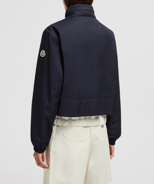 Shop Moncler Janze Hooded Twill Short Down Jacket In Blue