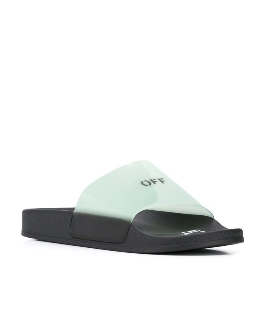 Off-white Logo Printed Slip-on Slides In Black
