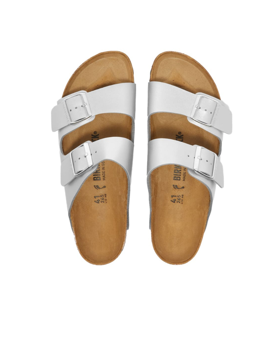 Birkenstock Glitter Double-buckle Flat Sandals In Silver