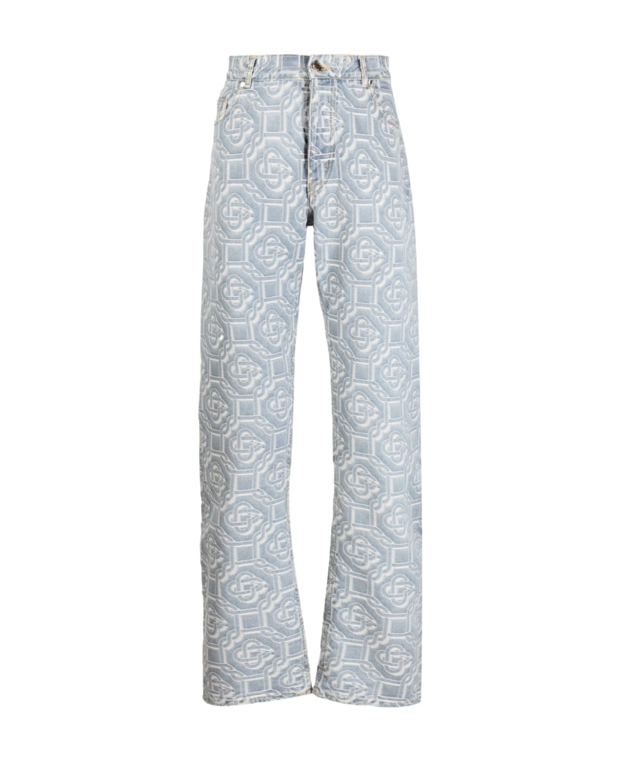 Casablanca Monogram-print Straight-leg Jeans In Gray