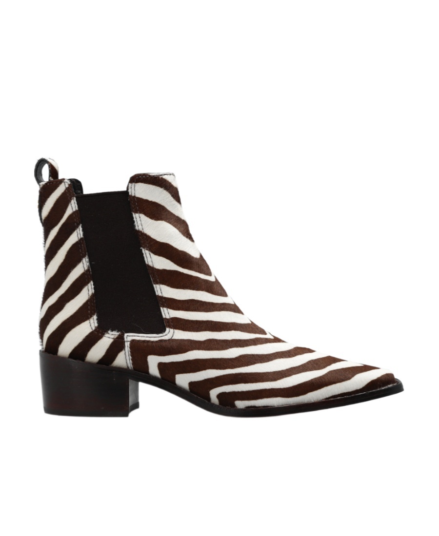 Tory Burch Zebra-print Leather Boots In Black