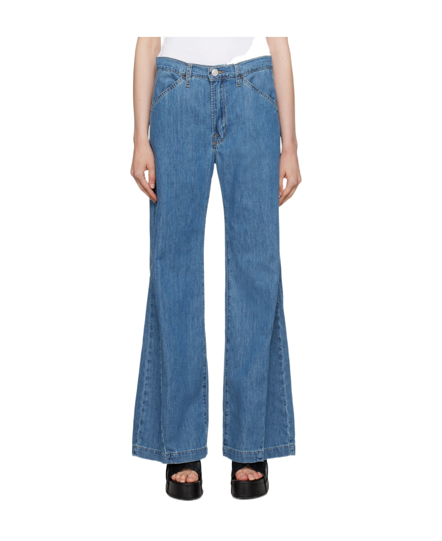 FRAME LE BAGGY PALAZZO WIDE LEG DENIM TROUSERS