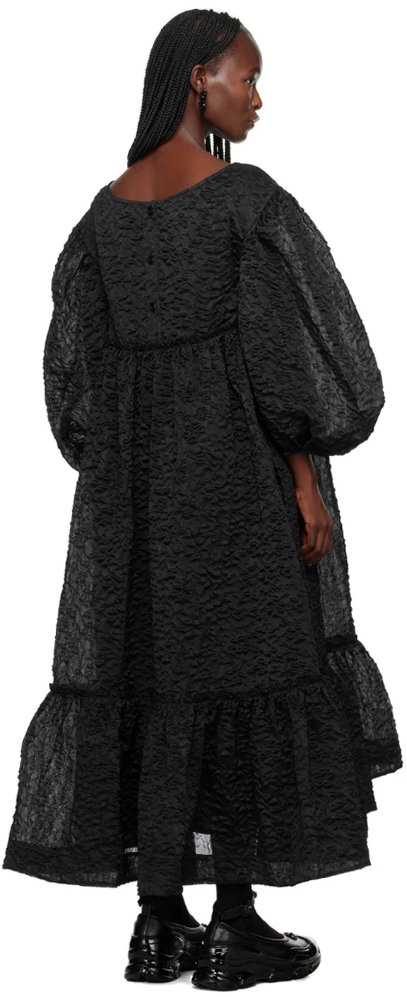 Simone Rocha Black Beaded Midi Dress In Black