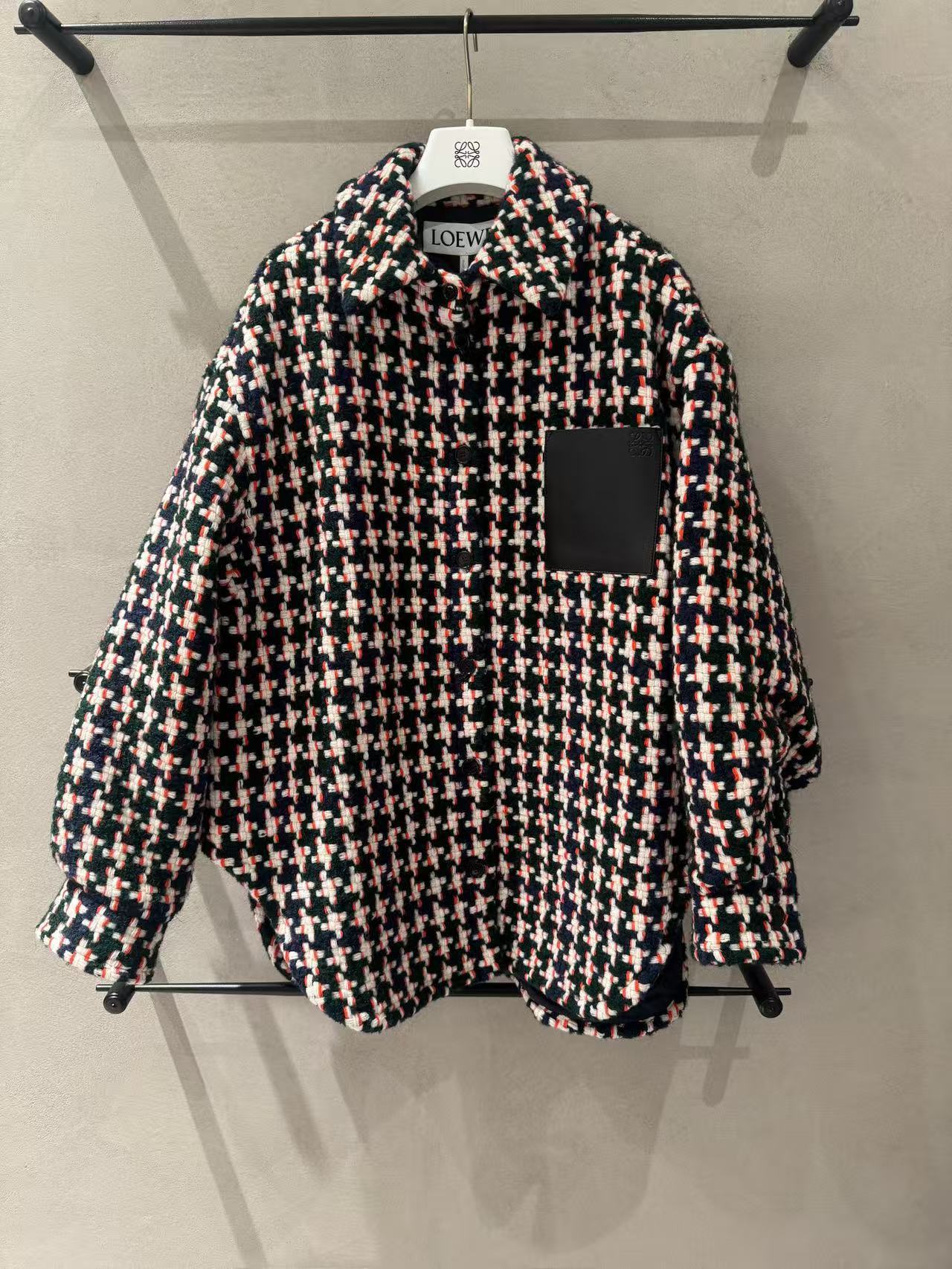 Loewe Multicolor Wool Blend Oversize Jacket In Black
