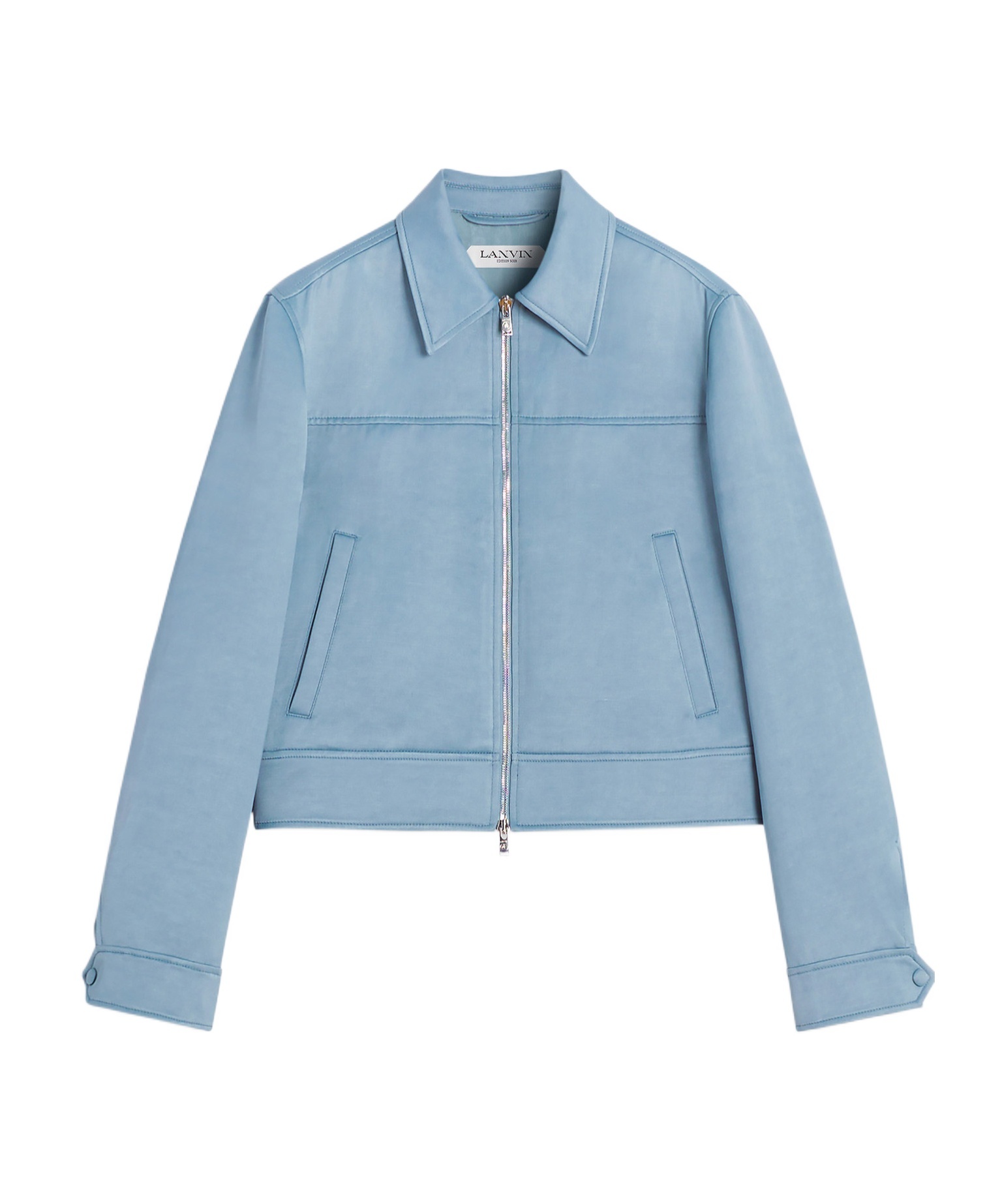 Lanvin Floral Embroidery Zipper Jacket In Blue