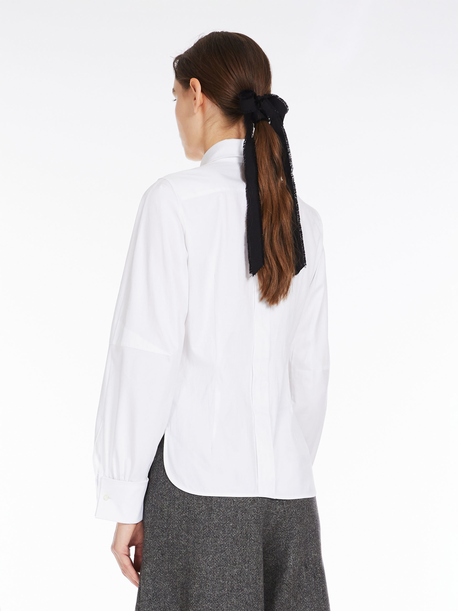 Max Mara Pointed-collar Stretch-cotton Shirt In White