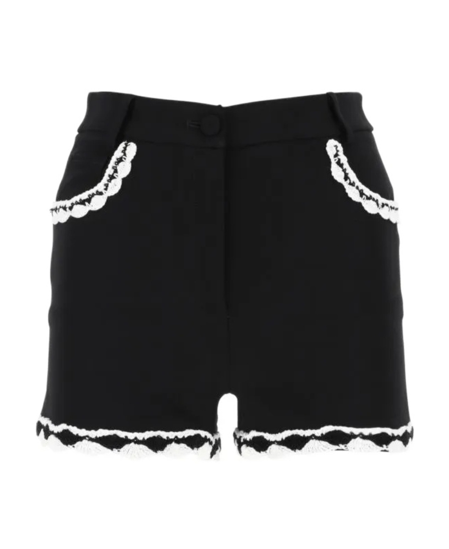 Moschino High-waist Lace-trim Buttoned Shorts In White