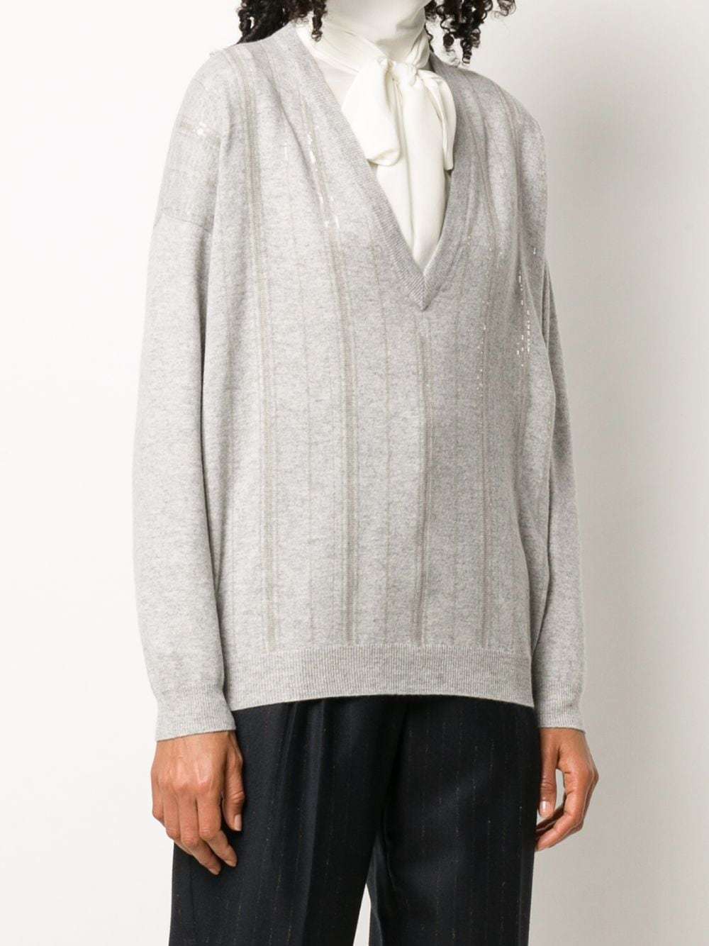 Brunello Cucinelli Sequin Embellished Jumper In White