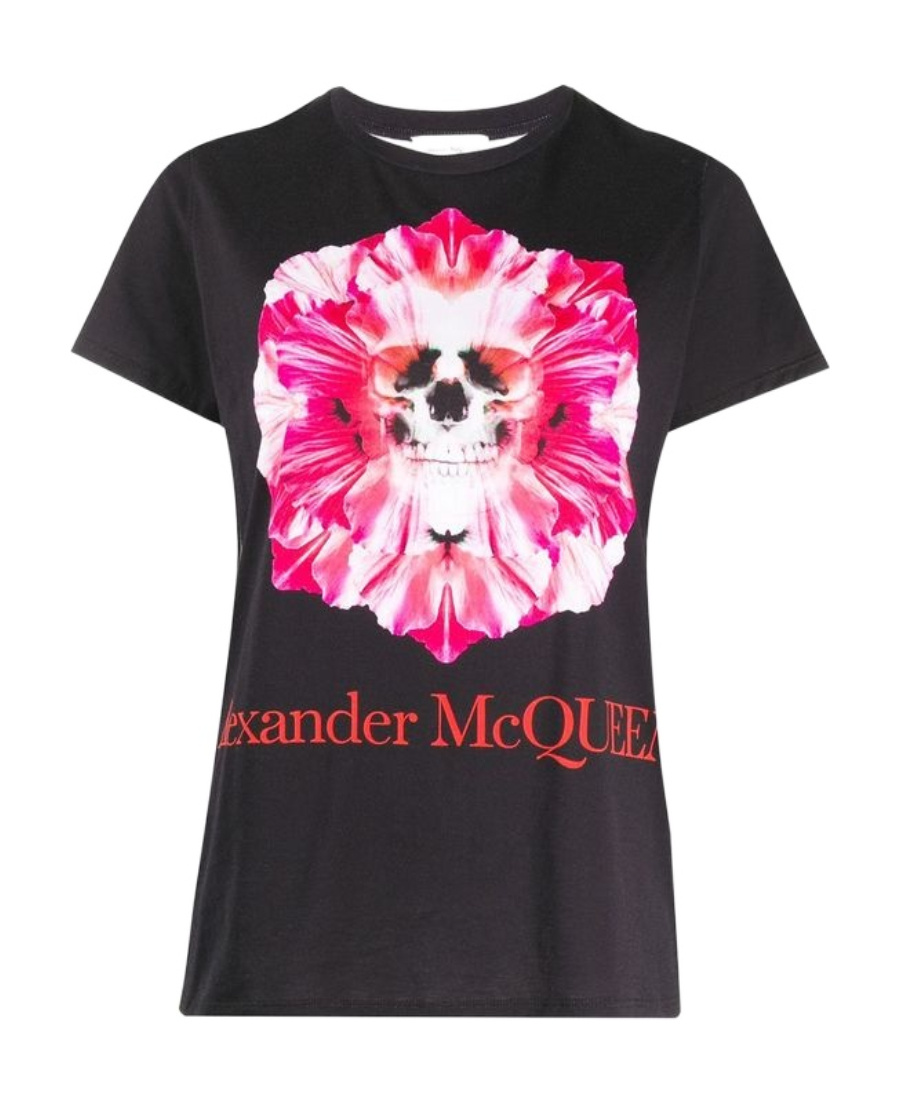 Alexander Mcqueen T-shirt With Round Neck And Short Sleeves In Black