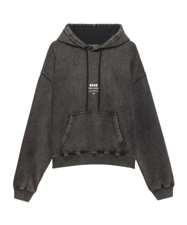Shop Msgm Helmet Print Drawstring Hoodie In Black