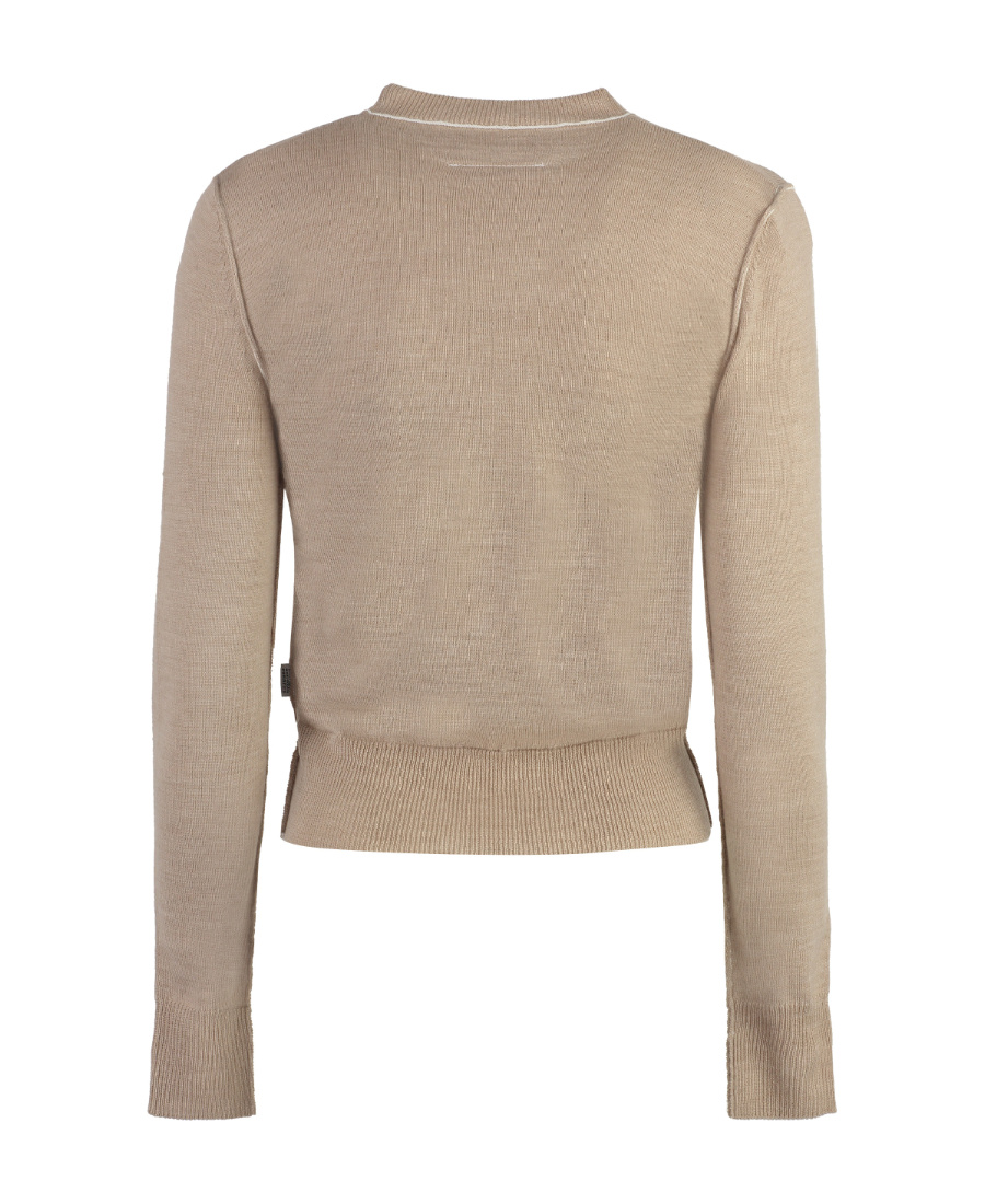 Shop Mm6 Maison Margiela Ribbed-edge T-shirt In Nude