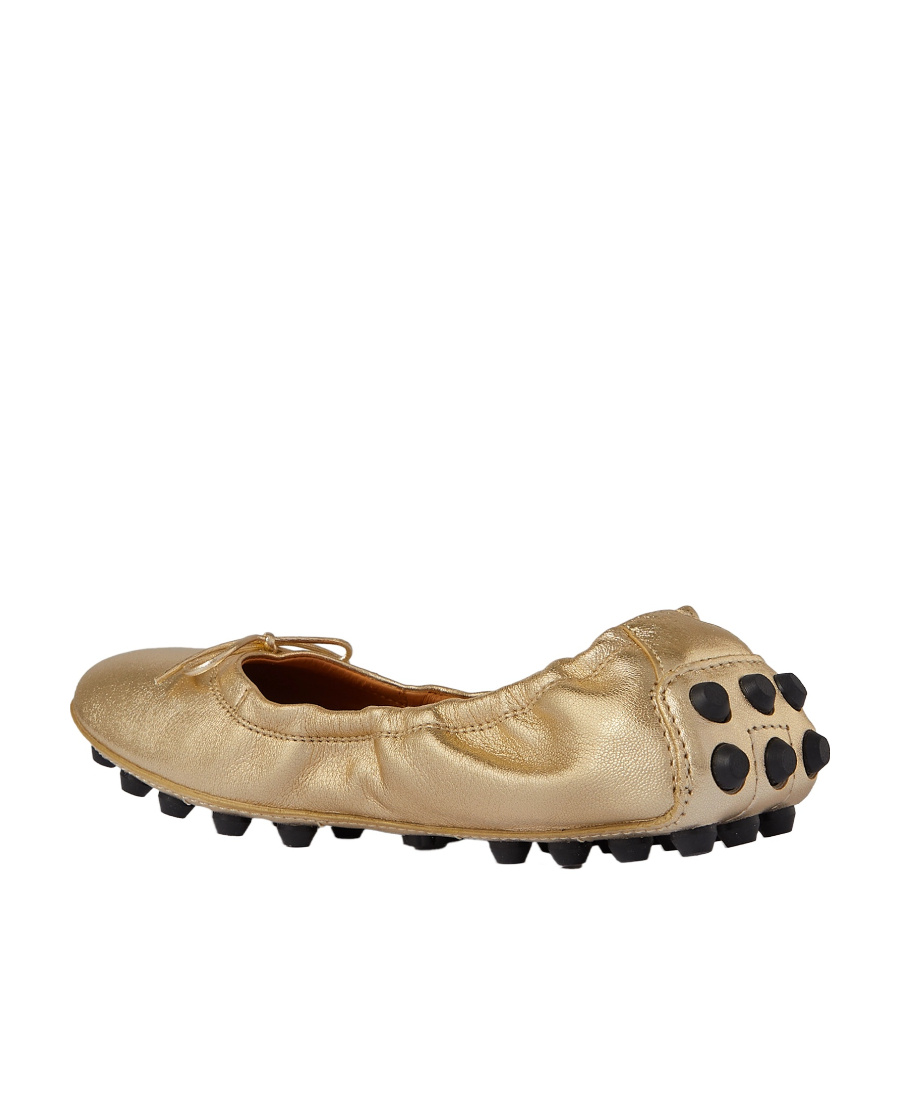 Tod's Women's Ball Leather Bow Ballet Flats In Nude