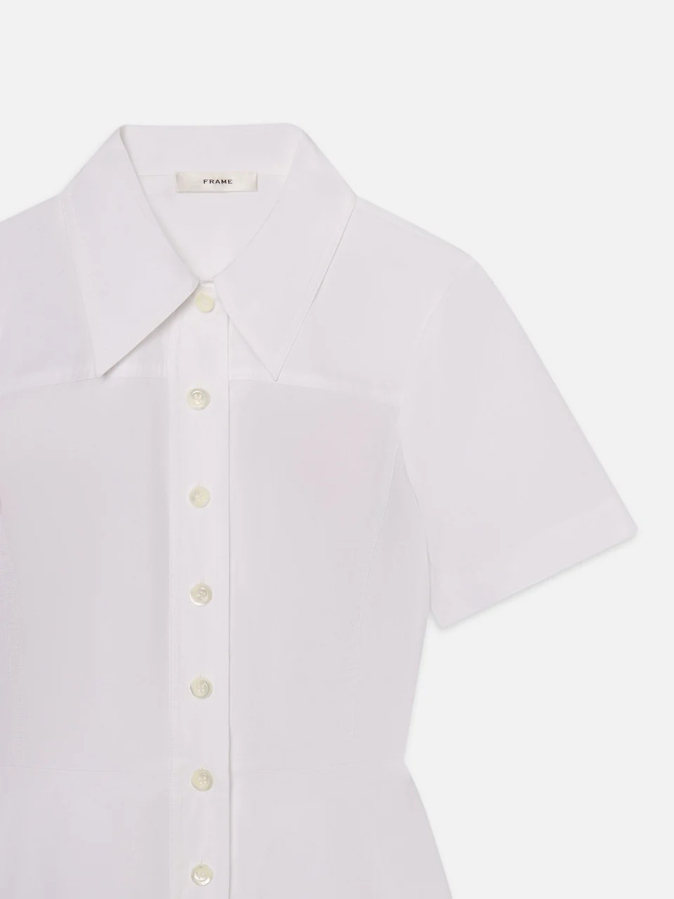 Frame Short-sleeved Flared Dress In White