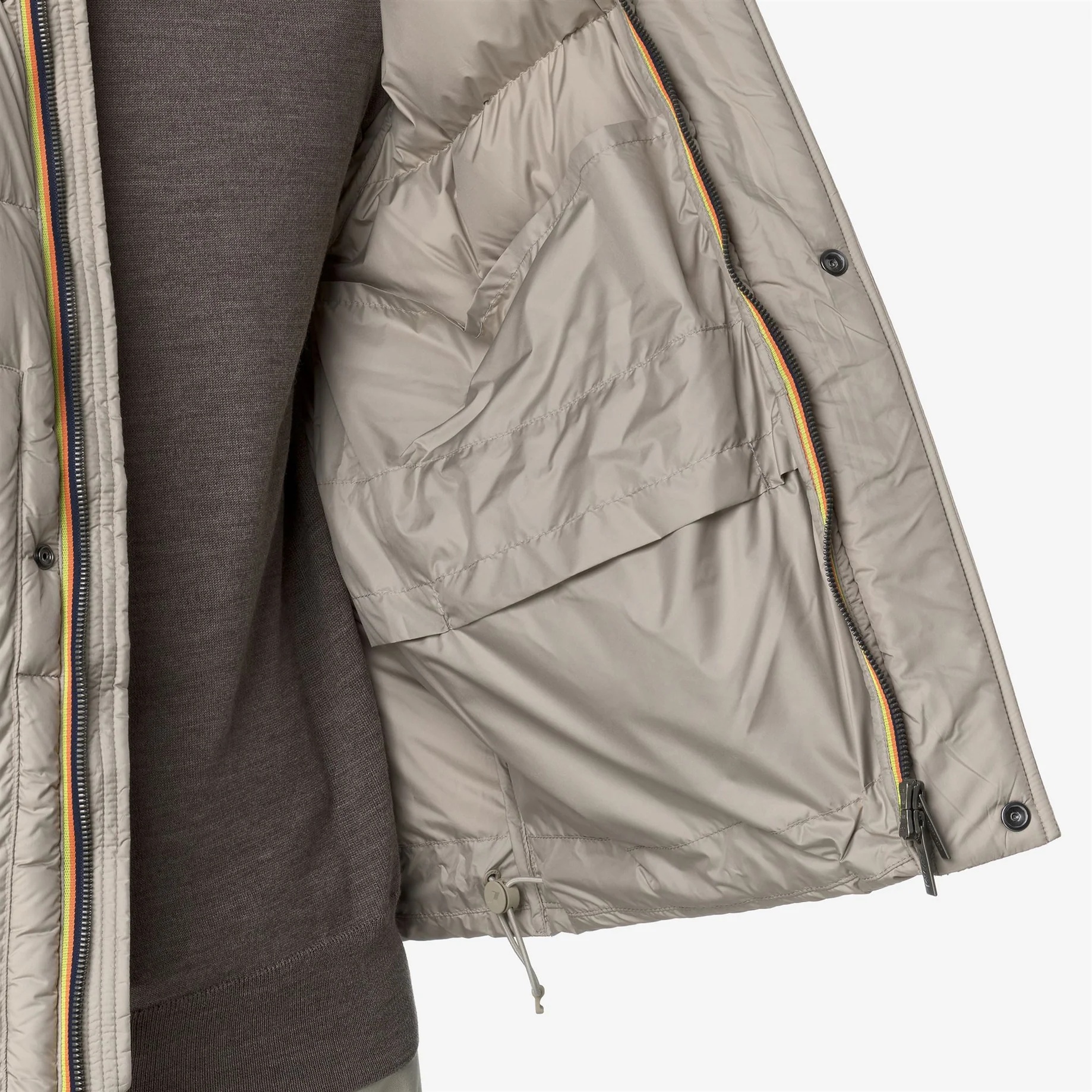 K-way Padded Quilted Bomber Jacket Pockets In Gray