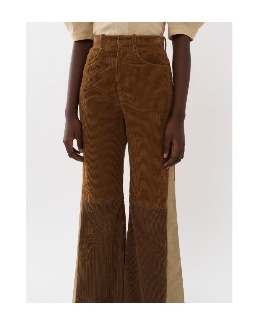 Chloé Triple Brown Retro Flared Corduroy Pants In Brown
