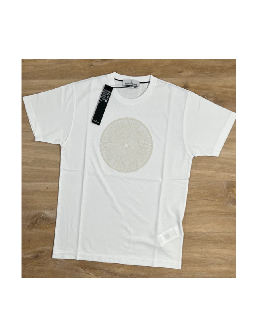 Stone Island Compass-print Cotton T-shirt In White