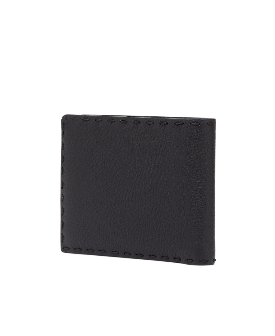 Fendi Logo-lettering Bi-fold Wallet In Black
