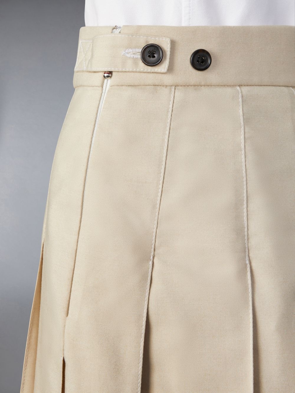 Thom Browne Back Pleated Skirt In White