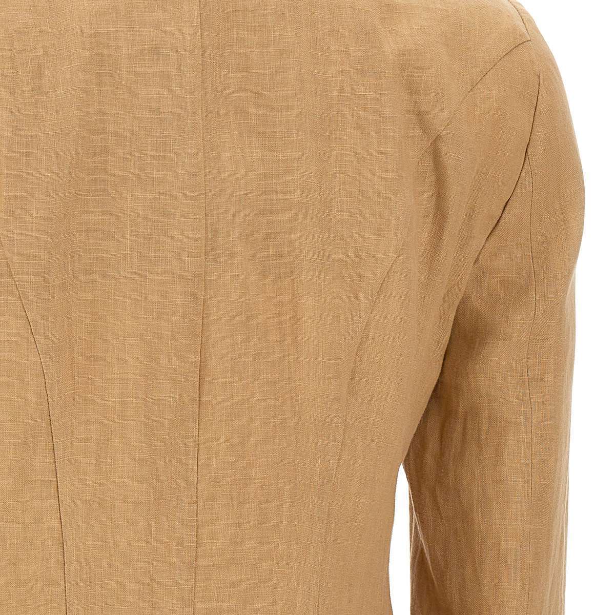 Shop Marella Slim-fit Linen Blazer In Brown