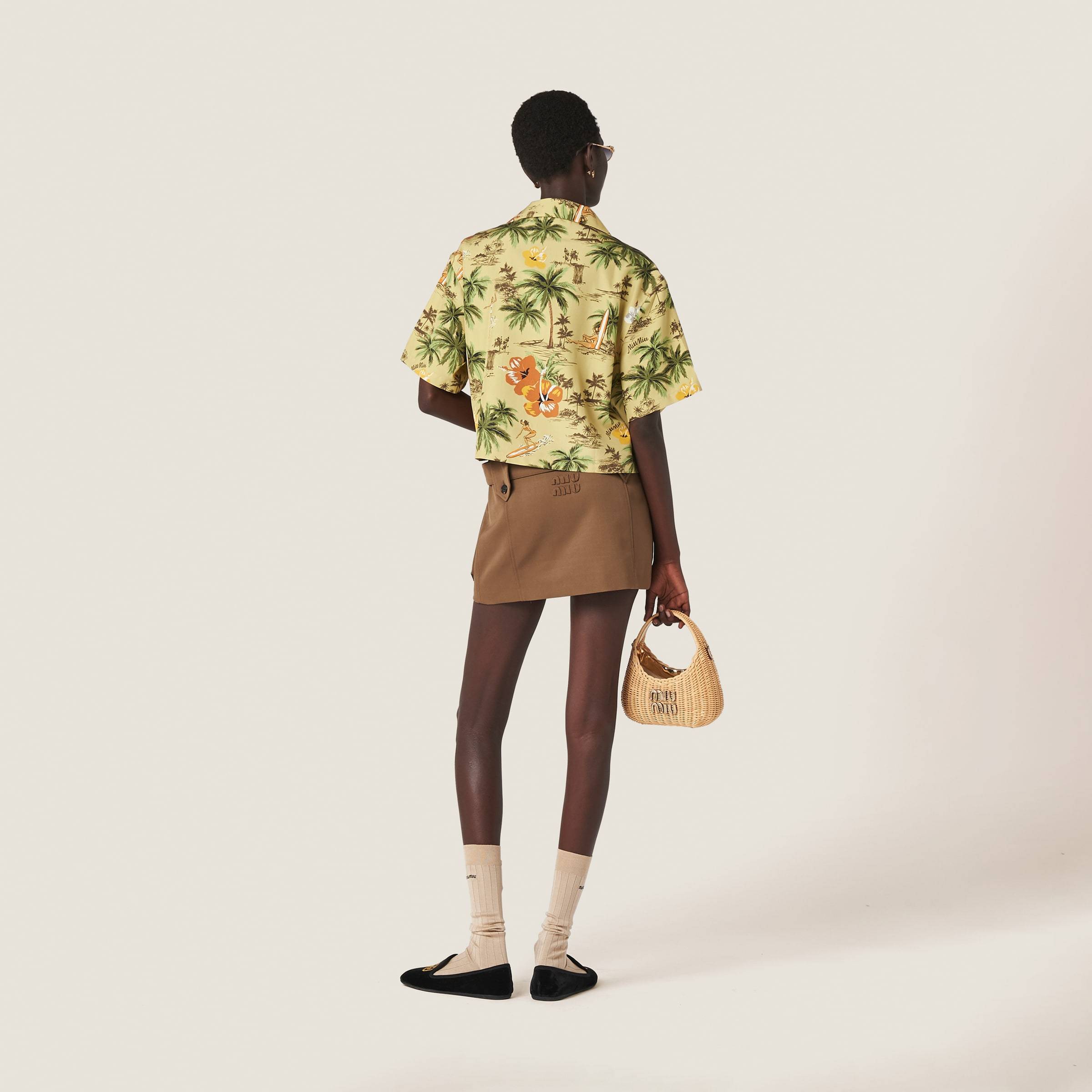 Miu Miu Graphic-print Silk Shirt In Green
