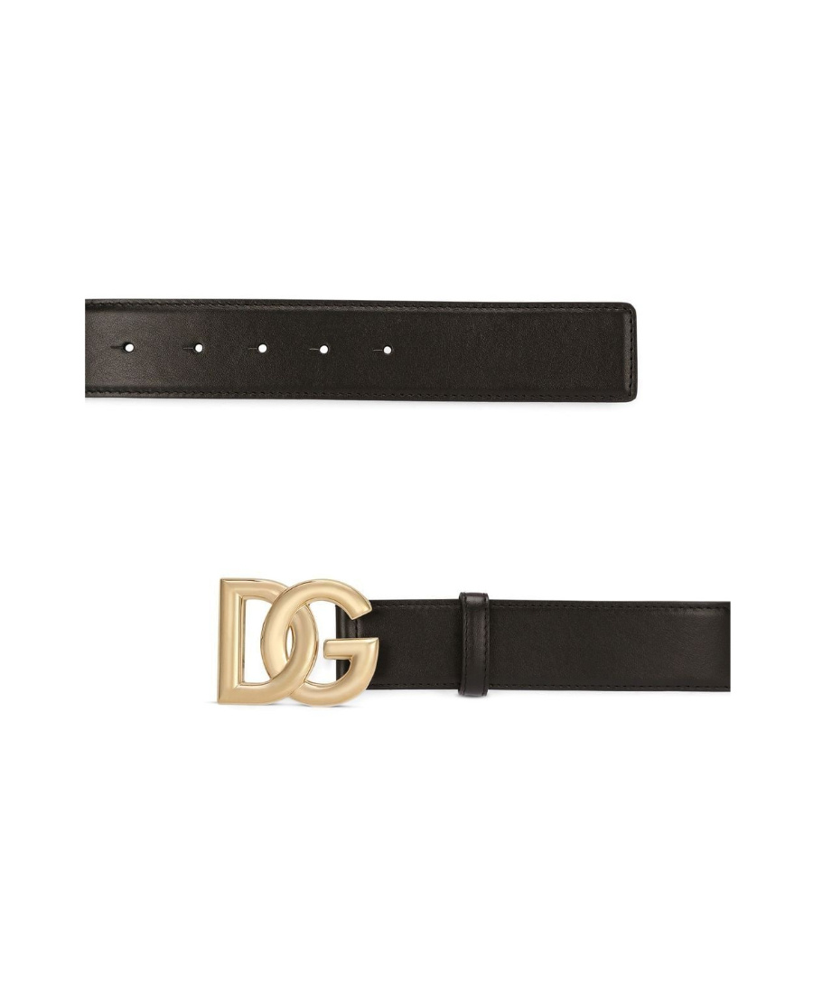 Dolce & Gabbana Patent Leather Belt With Dg Logo In Black
