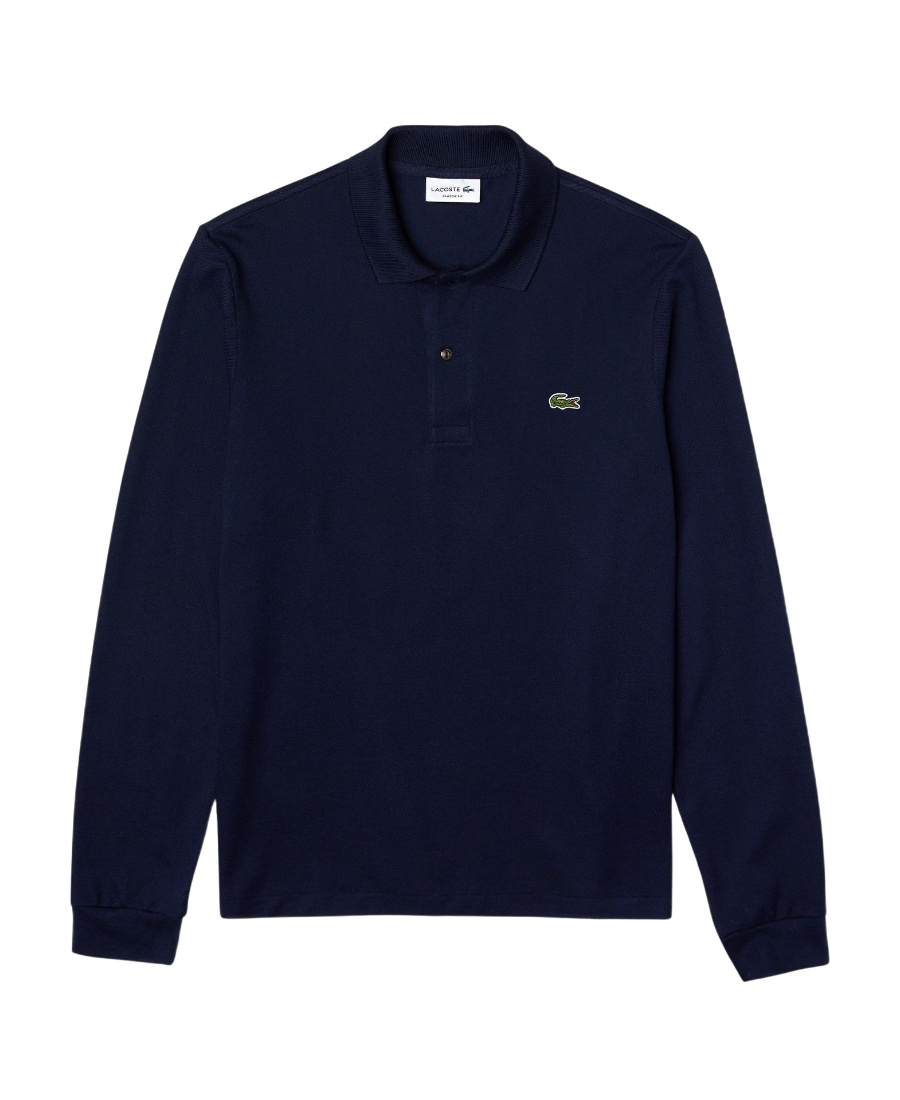 Lacoste Regular Fit Ultra Dry Long Sleeved Golf Polo In Blue