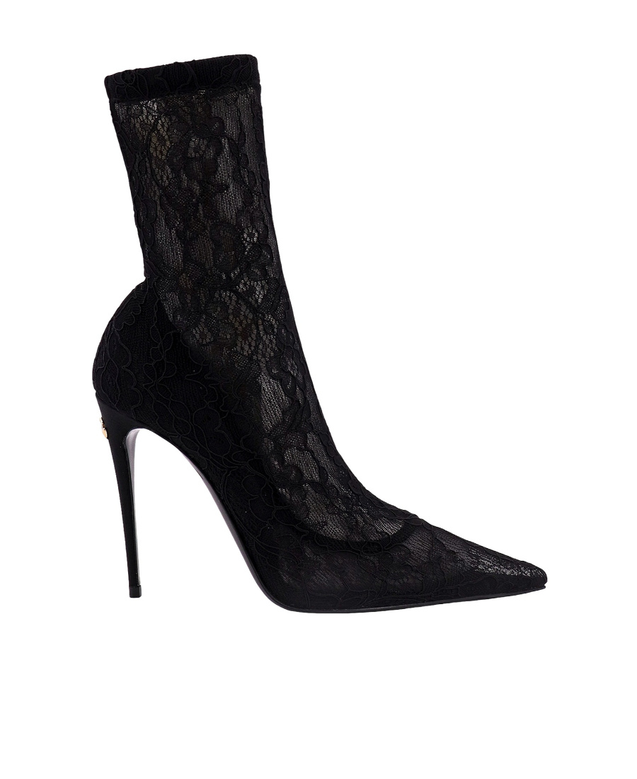 Dolce & Gabbana Fabric Ankle Boots In Black