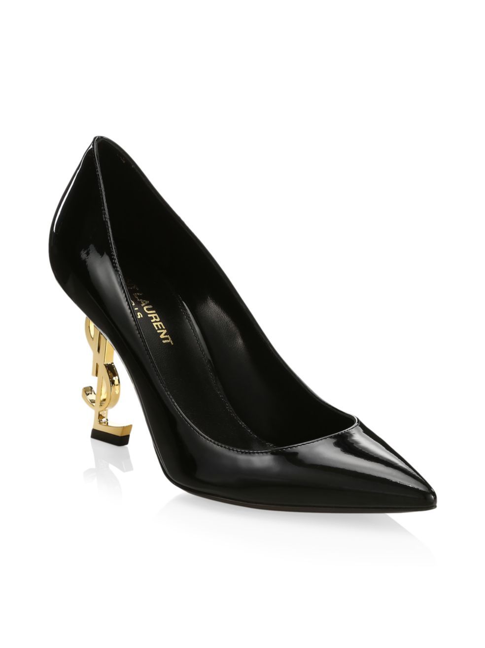 Saint Laurent Opyum Patent 110mm Ysl-heel Pumps - Golden Hardware In Black