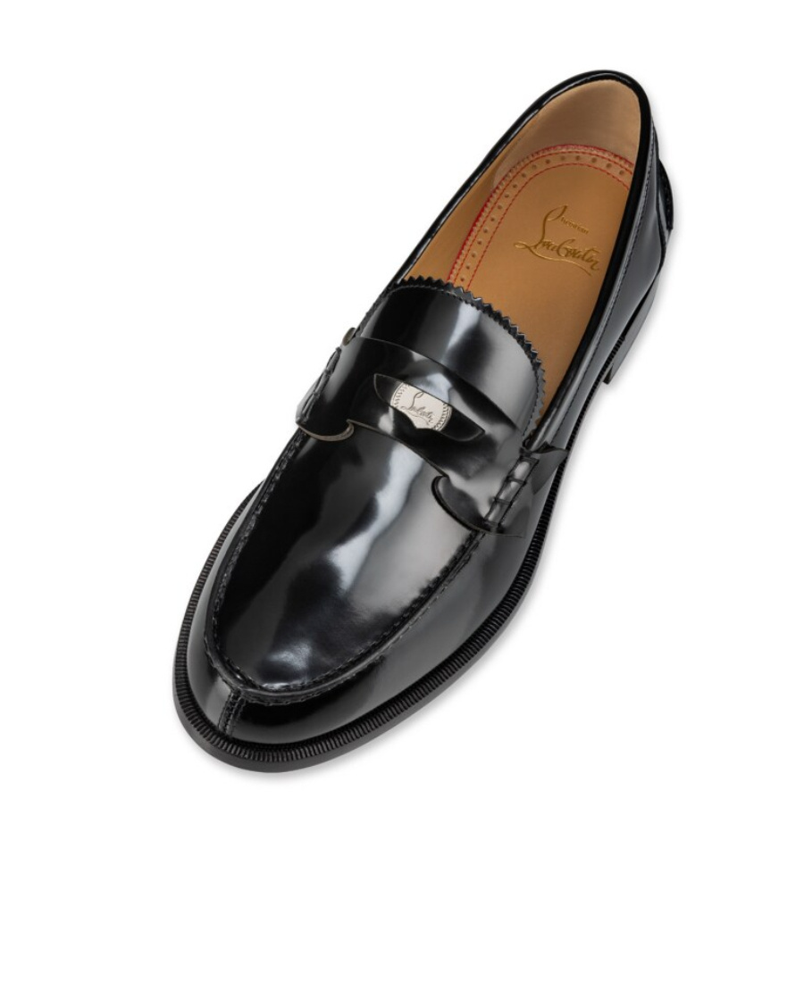Christian Louboutin Penny Loafers In Black Leather In Black