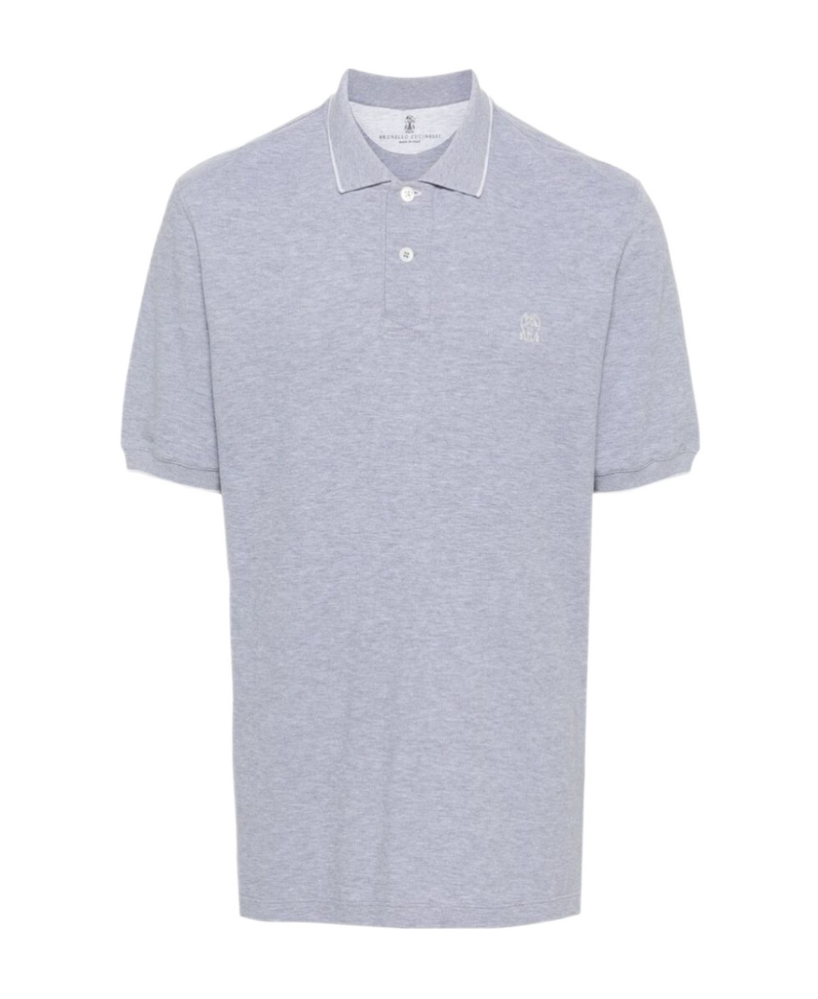 Brunello Cucinelli Mélange Piqué Cotton Polo Shirt In Gray