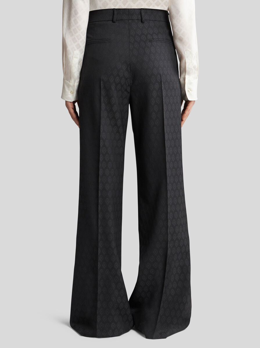 Etro Patterned-jacquard Wool Trousers In Black