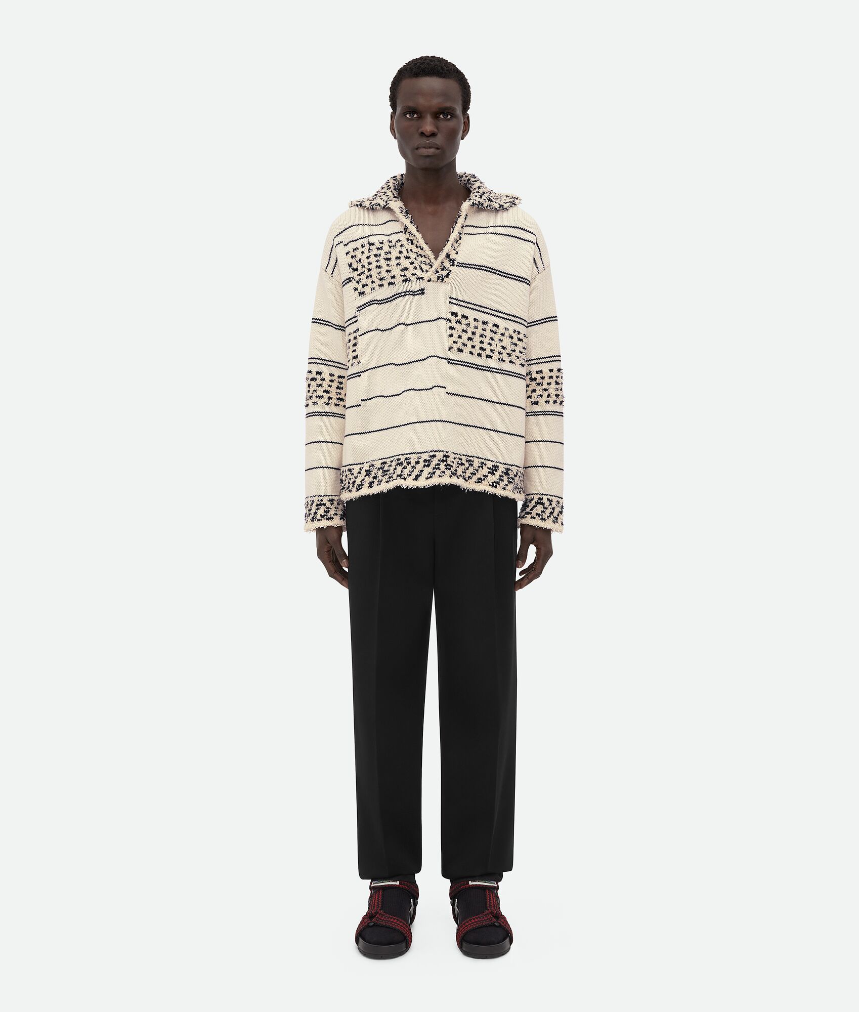 Bottega Veneta Striped Chunky-knit Jumper In Nude
