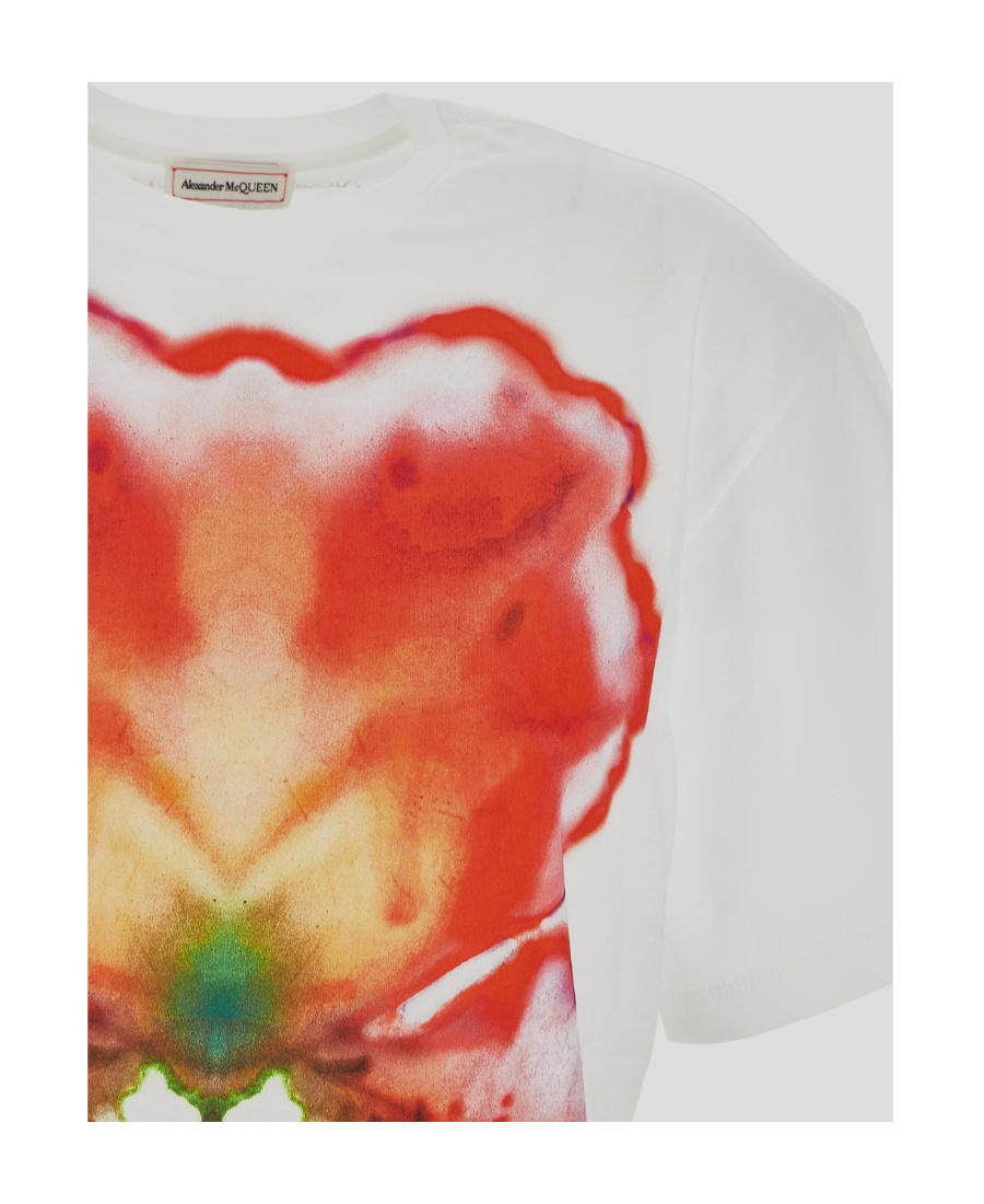 Alexander Mcqueen Abstract-print Cotton T-shirt In White