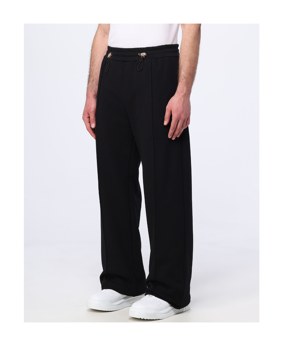 Versace Medusa-embellished Straight Trousers In Black