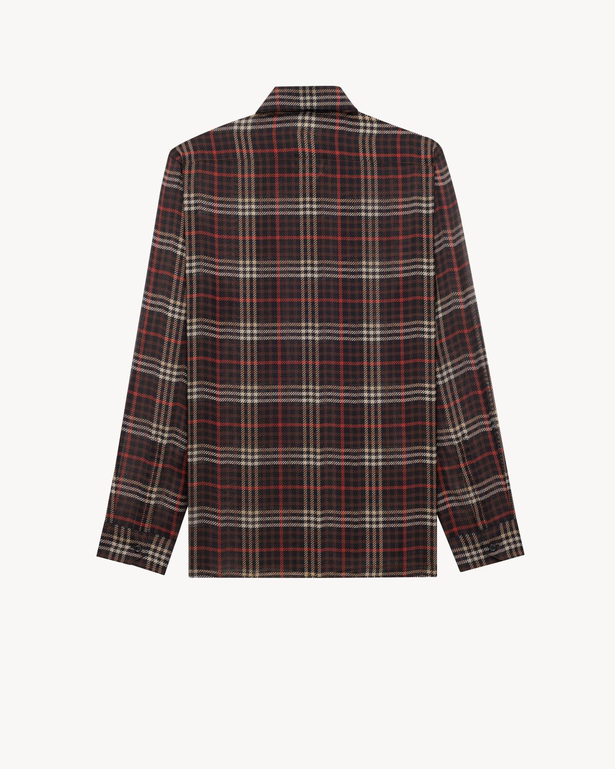 Saint Laurent Plaid Bow Detail Collared Neck Long Sleeves In Brown