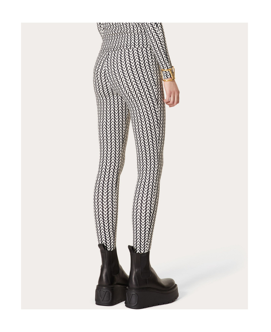 Valentino All-over Logo-print Leggings In Gray