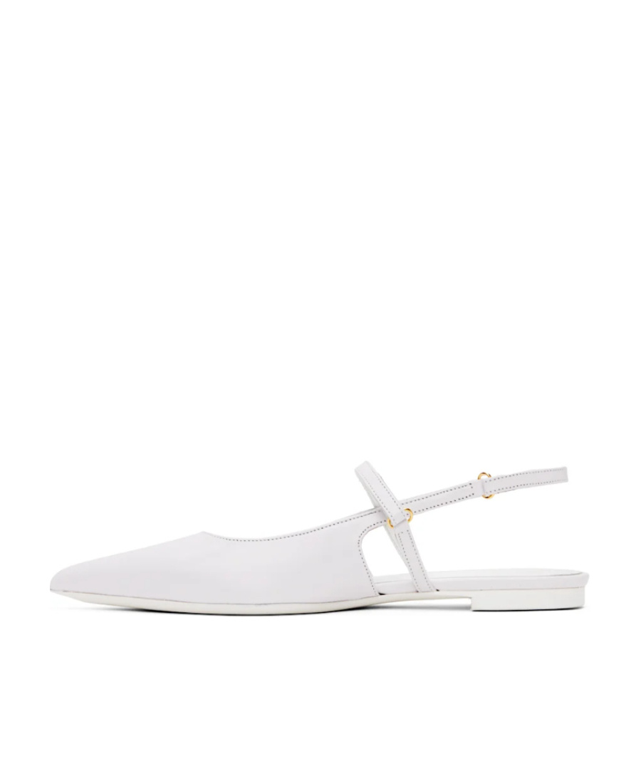 By Far Logo Embossed Ballet Shoes In White