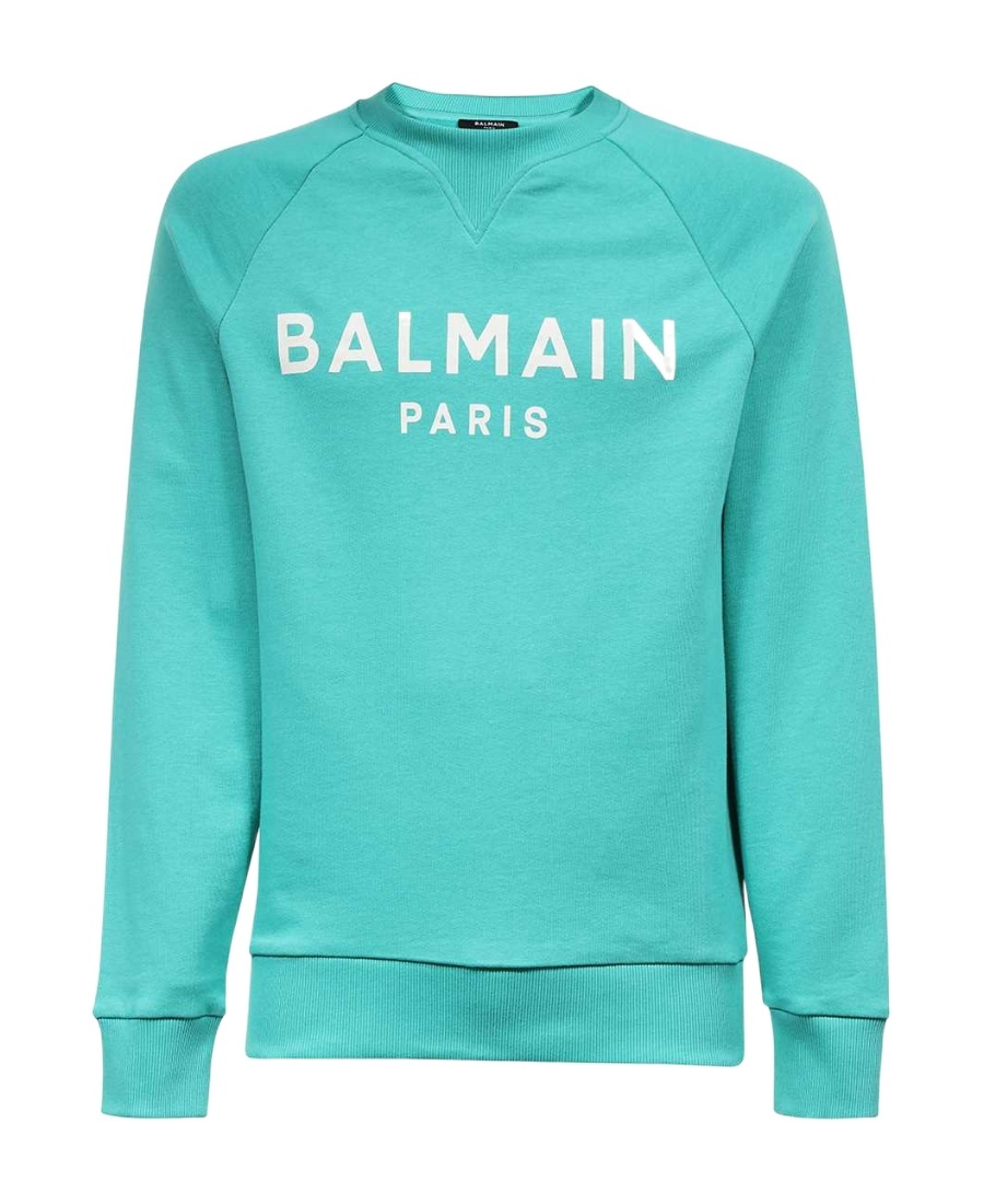Balmain Logo Round-necked Sweater In Green