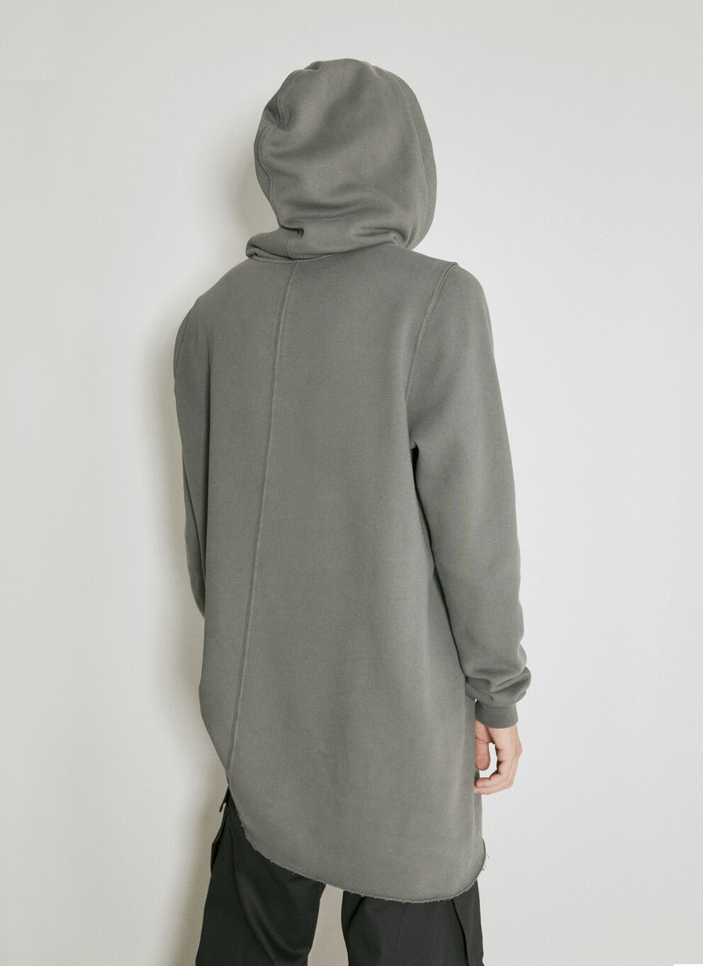 Rick Owens Drkshdw Cut-out Detailed Long Hoodie In Gray