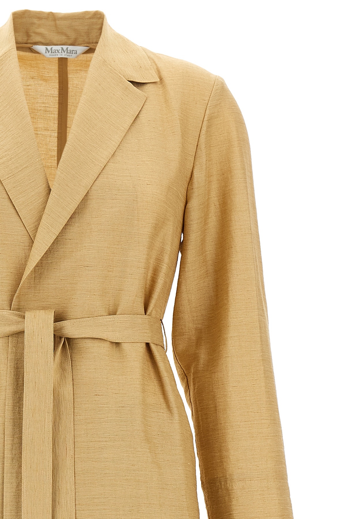 Shop Max Mara Linen And Silk Canvas Overcoat In Nude