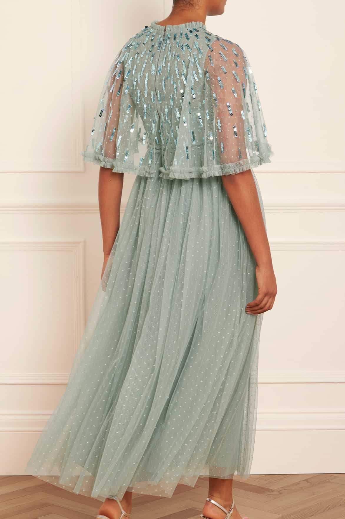 Needle & Thread Sequined Short-sleeved Dress In Green
