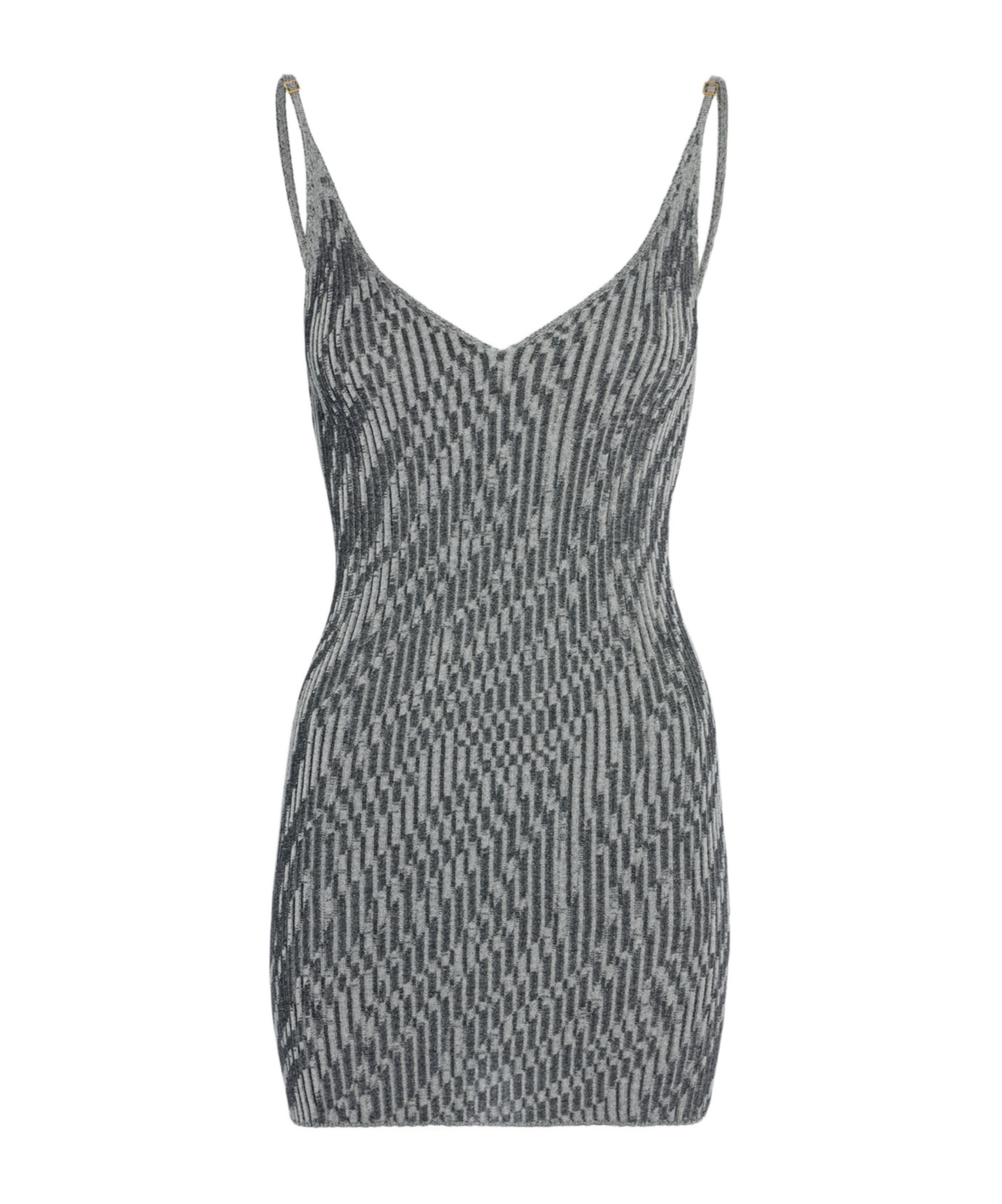 Jacquemus La Mini Robe Maille Zebra In Gray