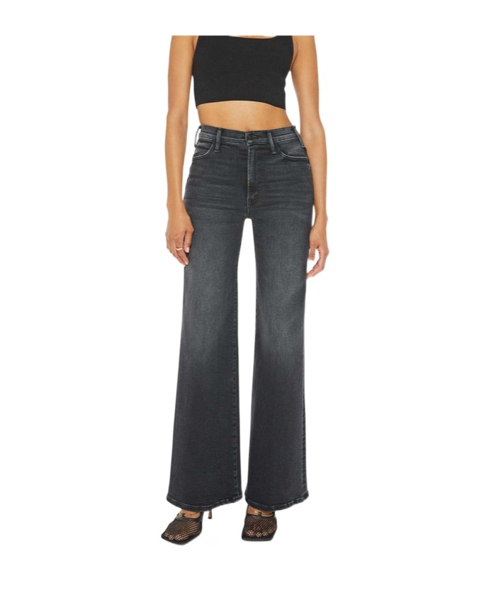 Mother Hustler Roller Sneak Denim In Black In Black